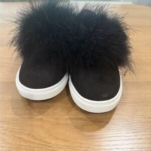 Steve Madden Black Furry Slip-On Sneakers